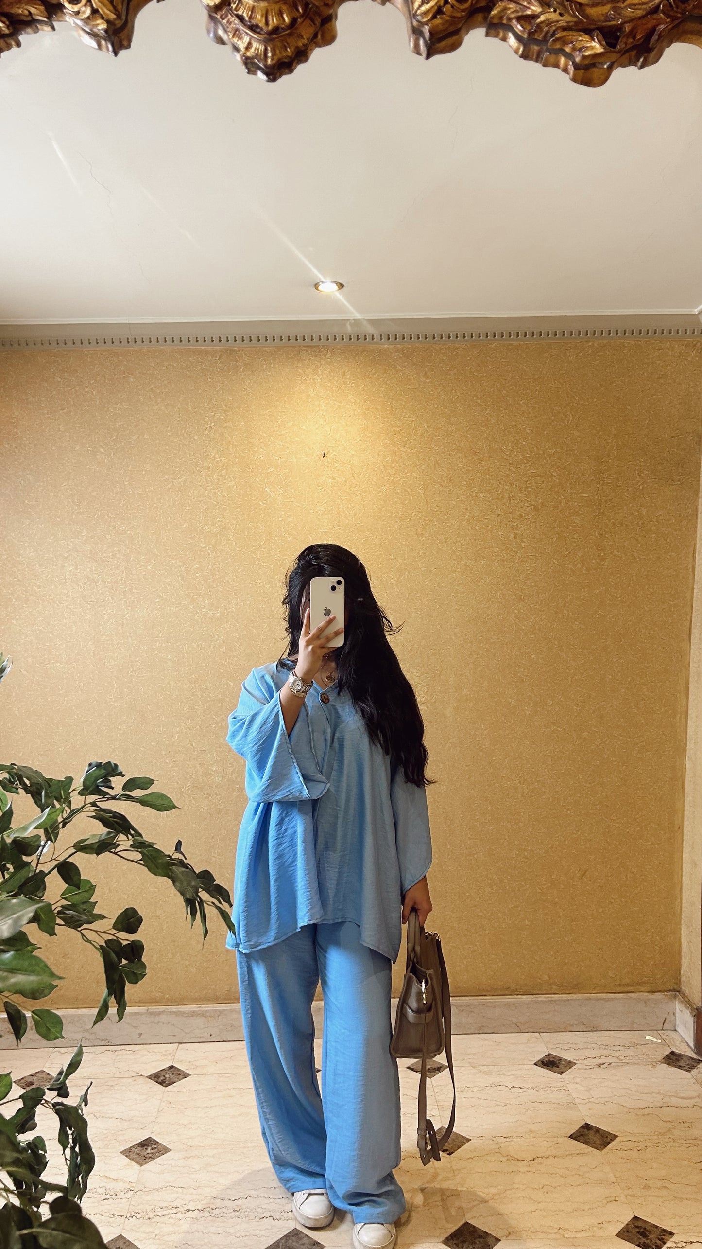 baby blue linen set