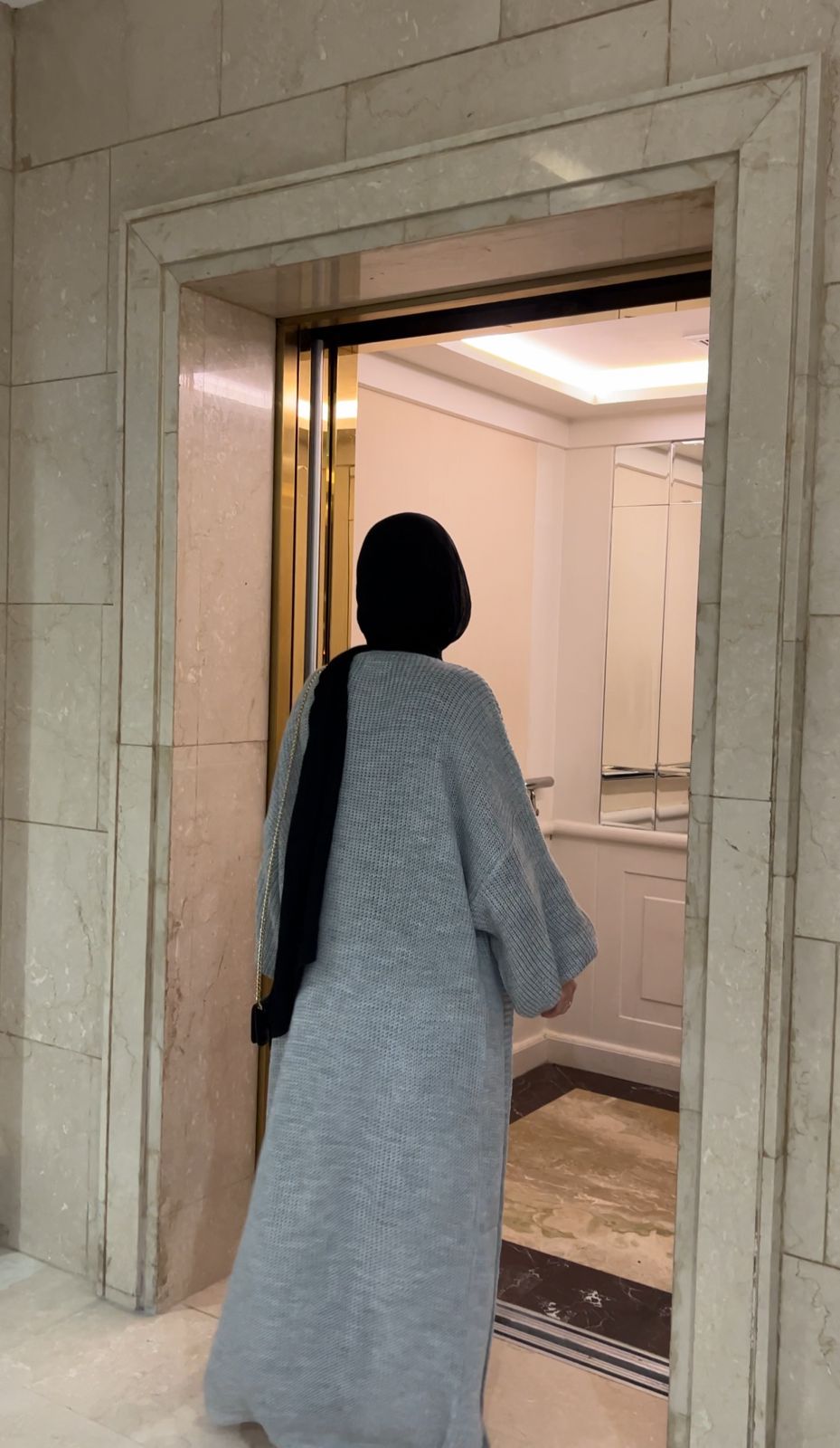 light gray cardigan