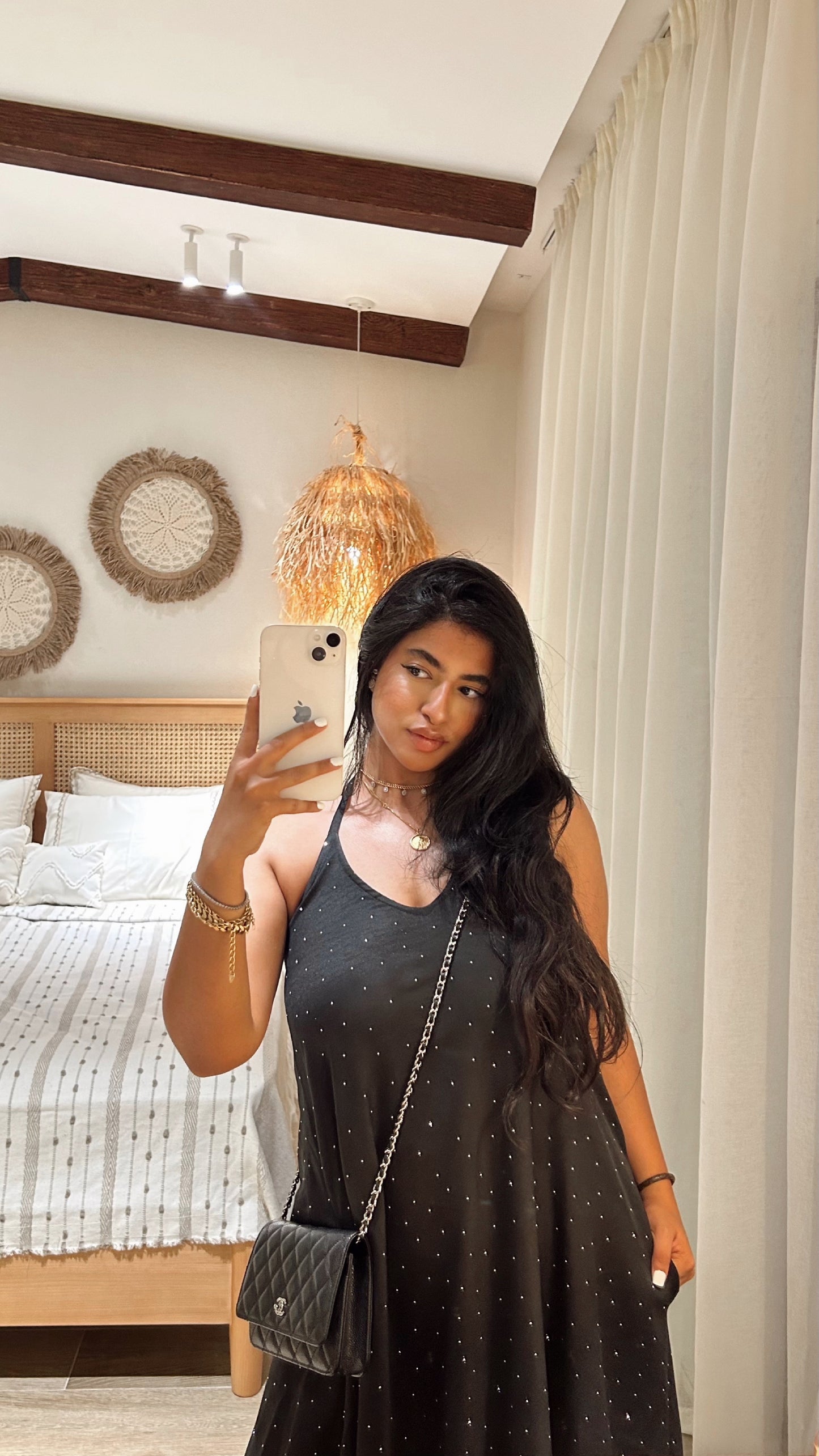 the black bling flowy dress
