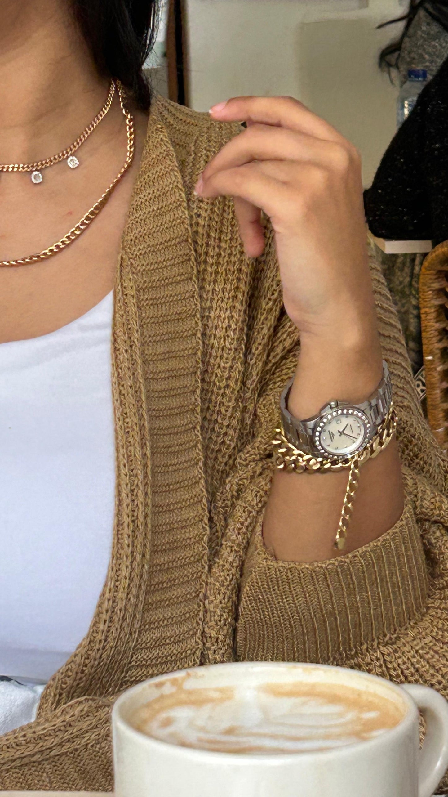 camel cardigan