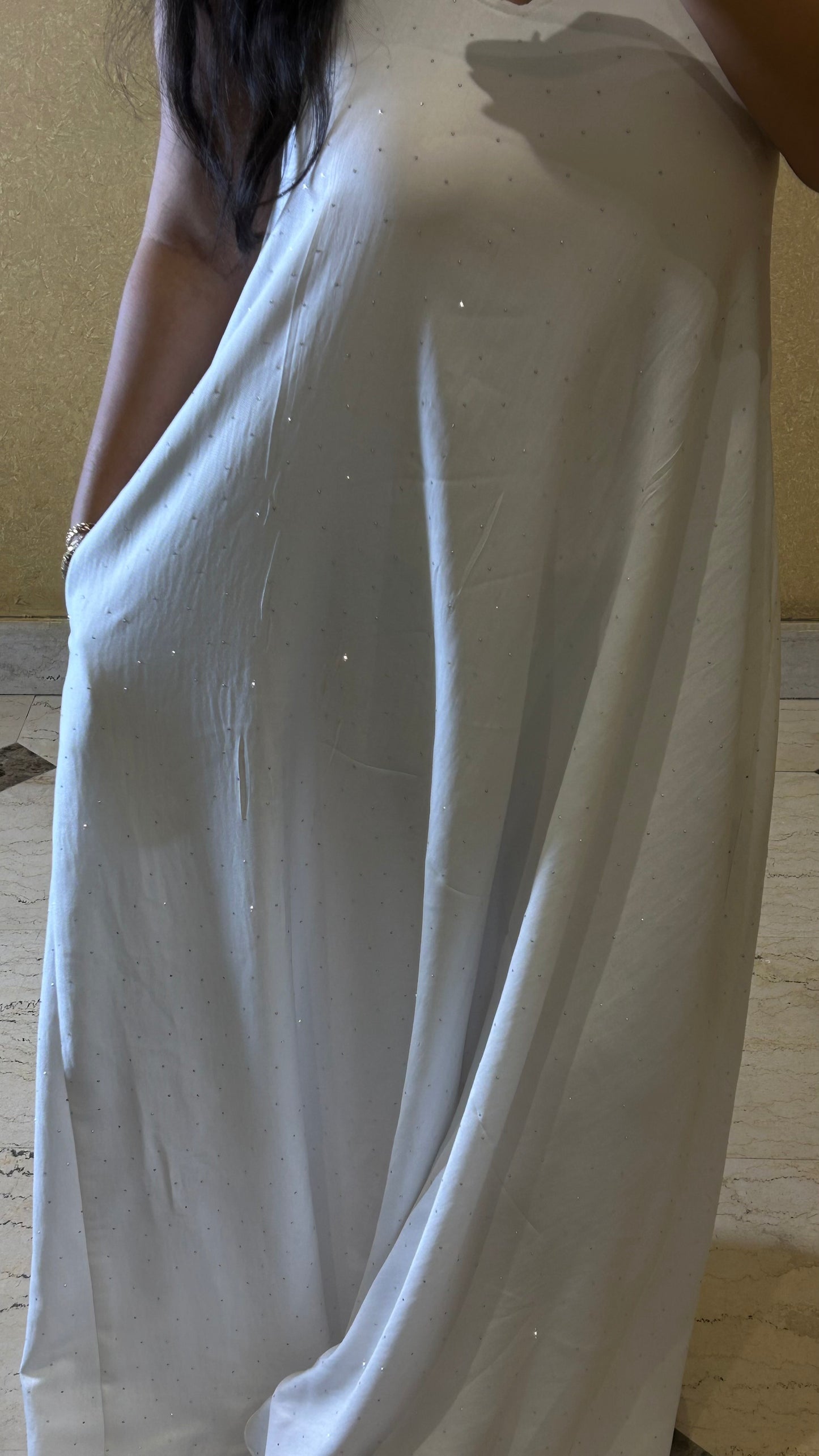 white bling flowy dress