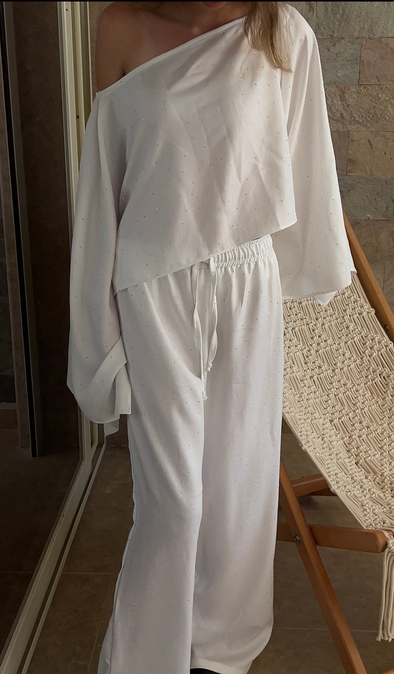 bling white linen pants