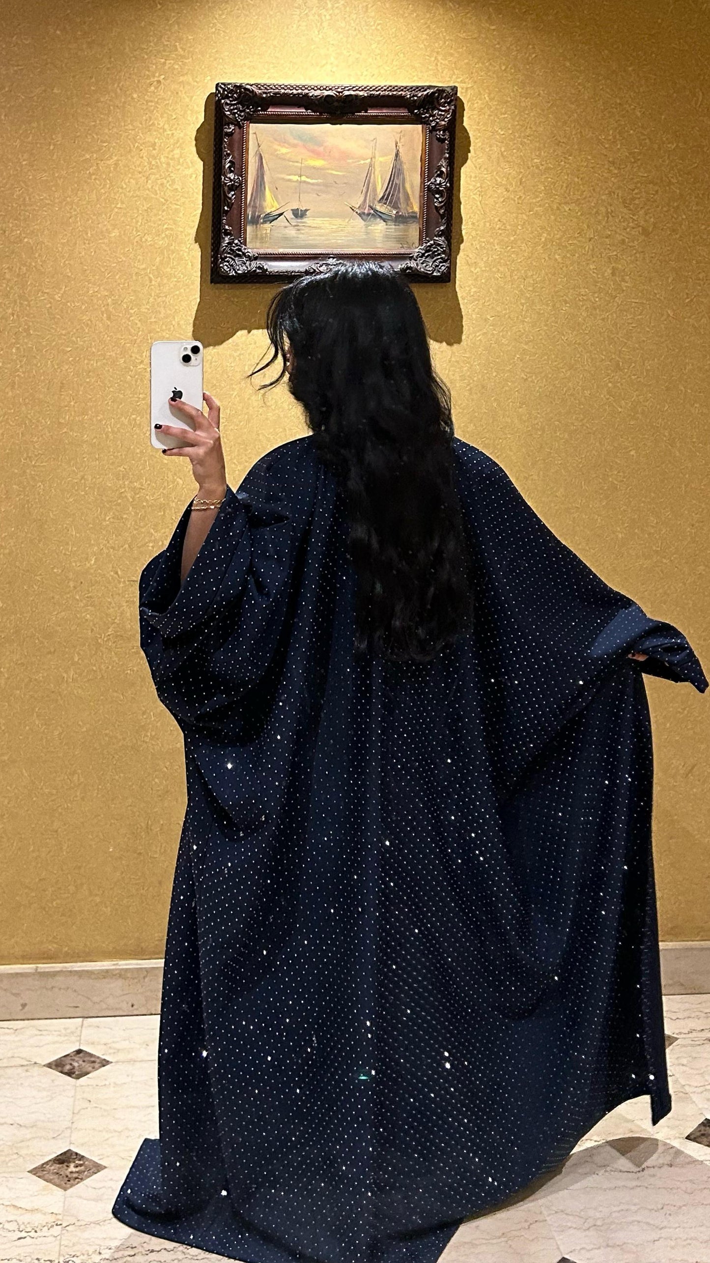 the navy-blue bling abaya