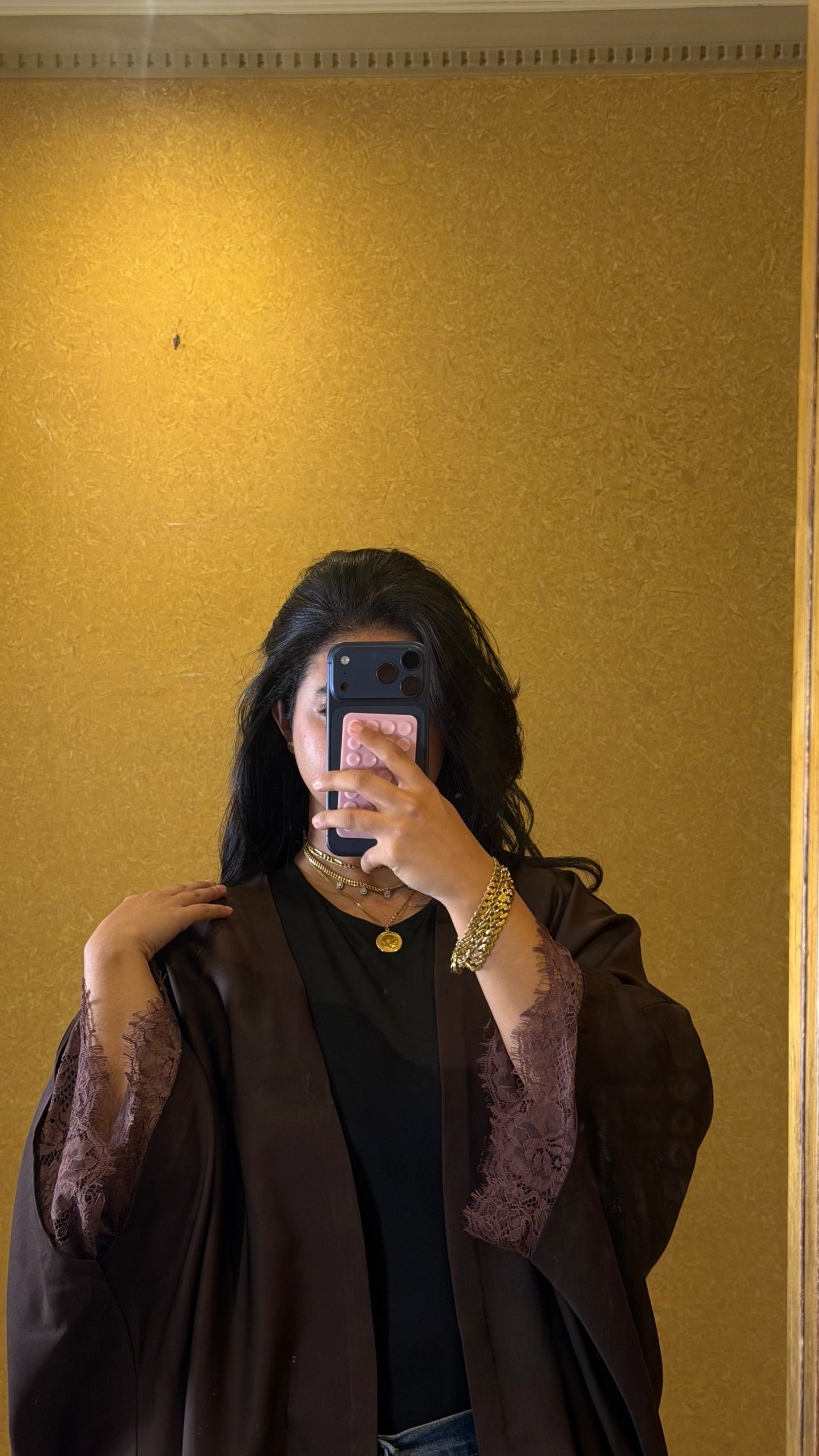 the brown lace abaya