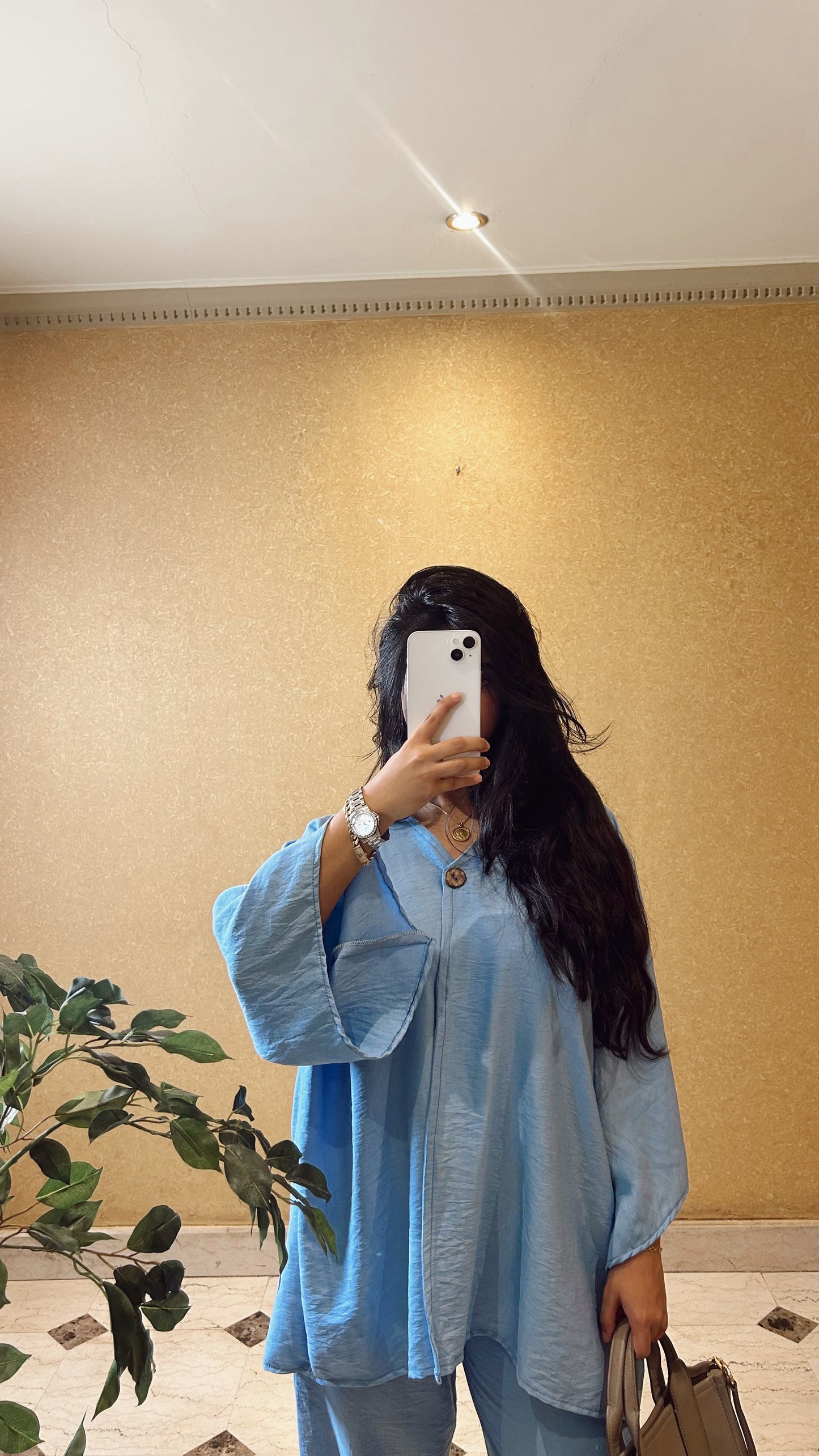 baby blue linen set