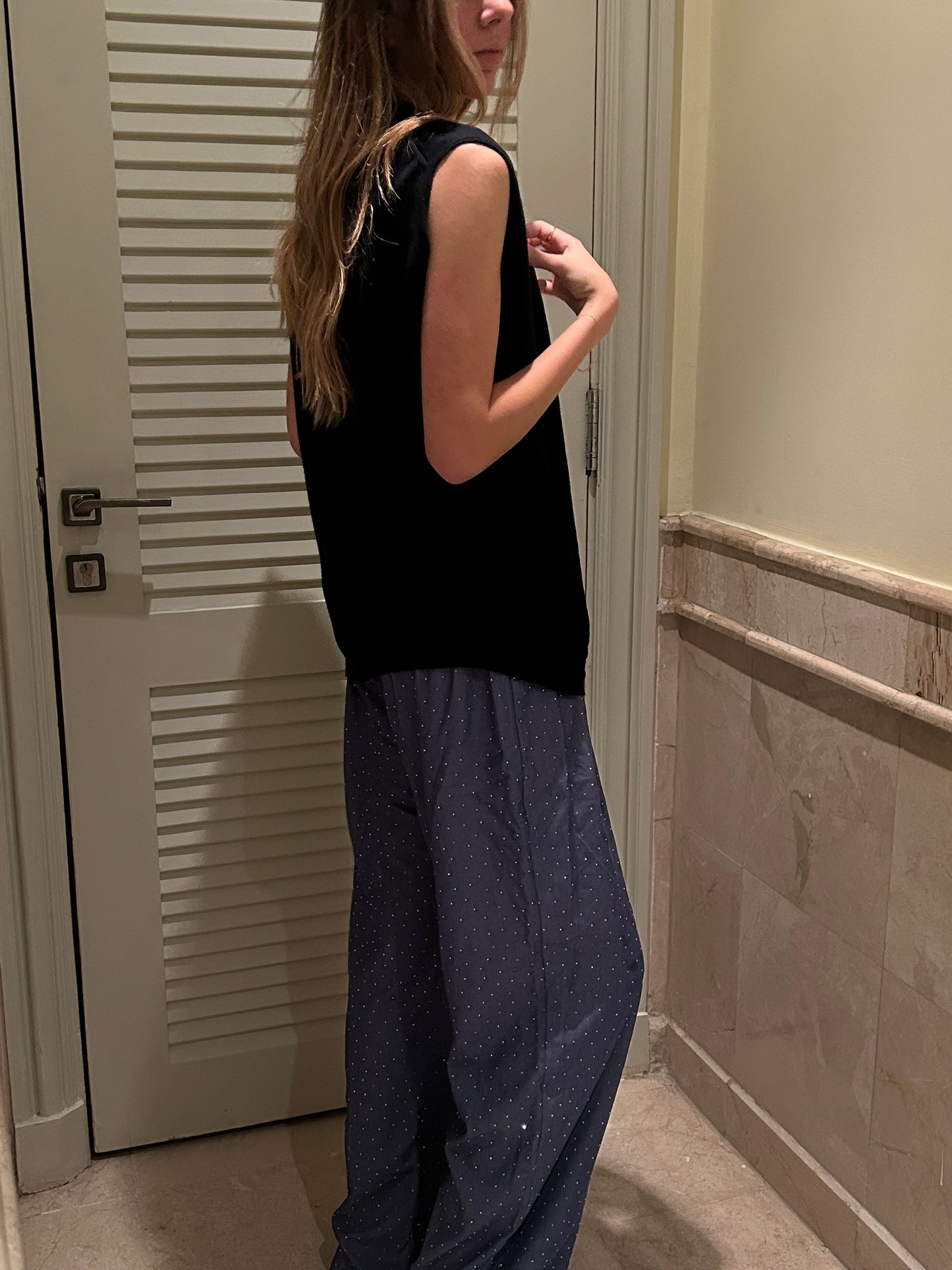bling denim linen pants