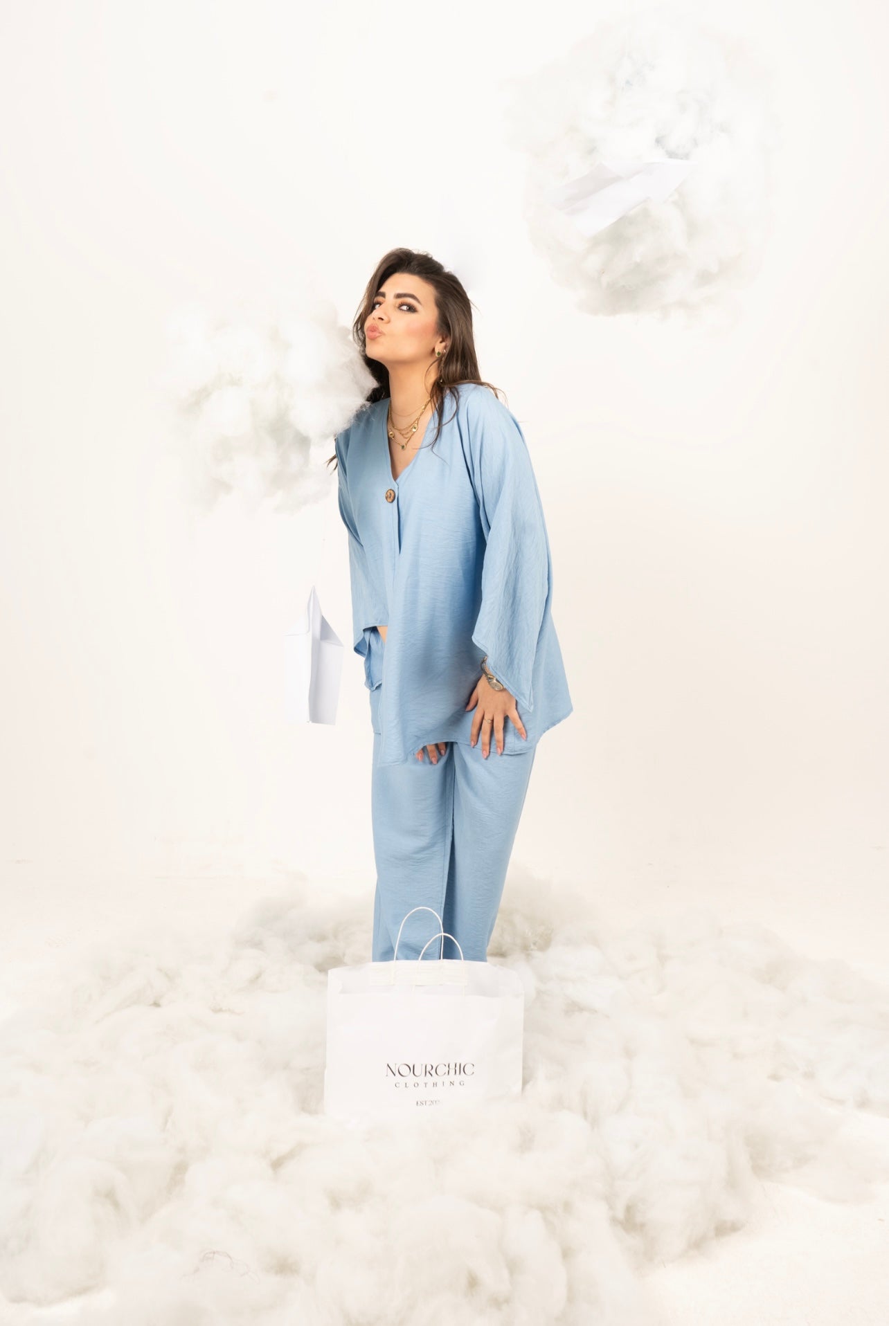baby blue linen set
