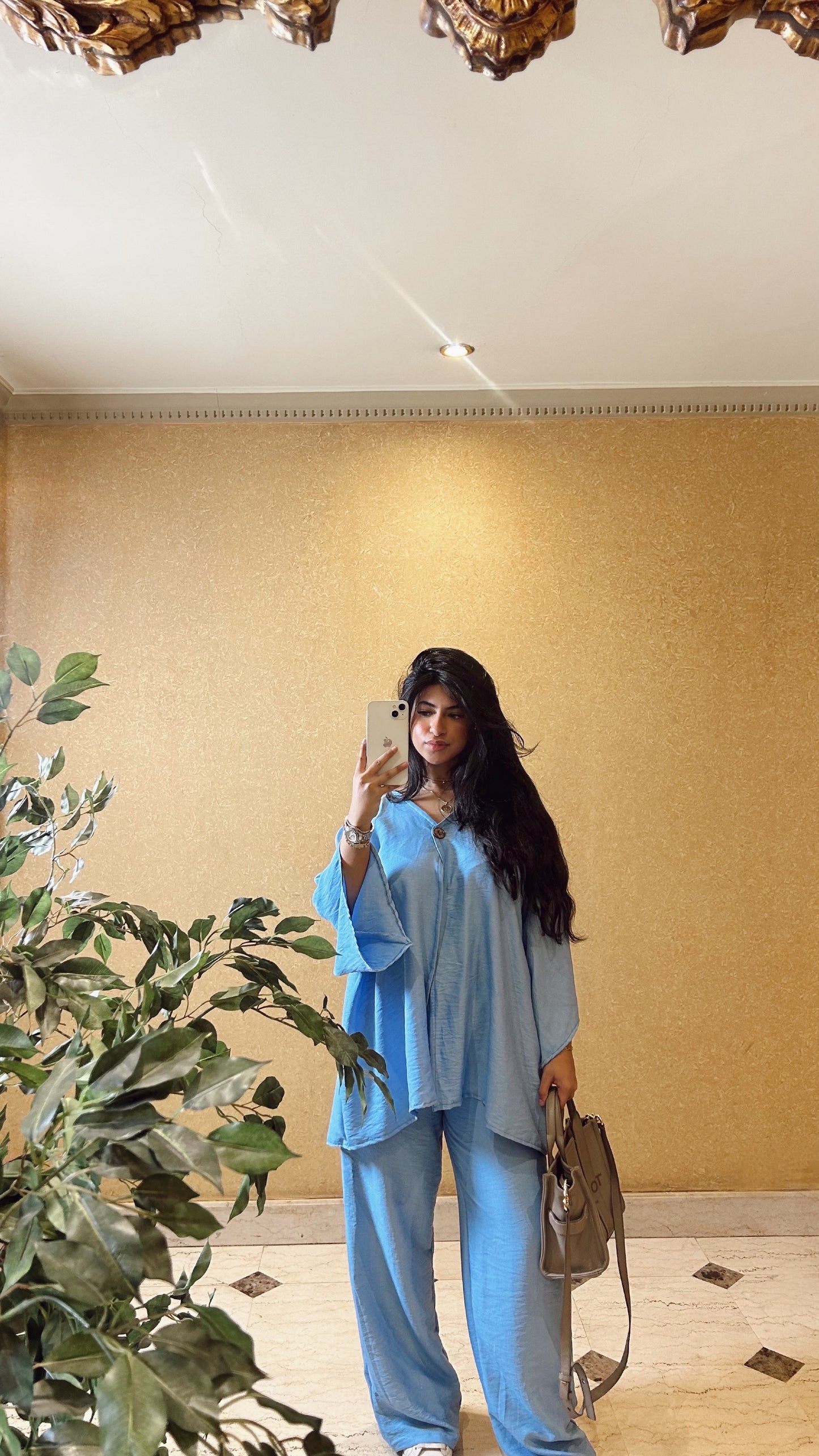 baby blue linen set