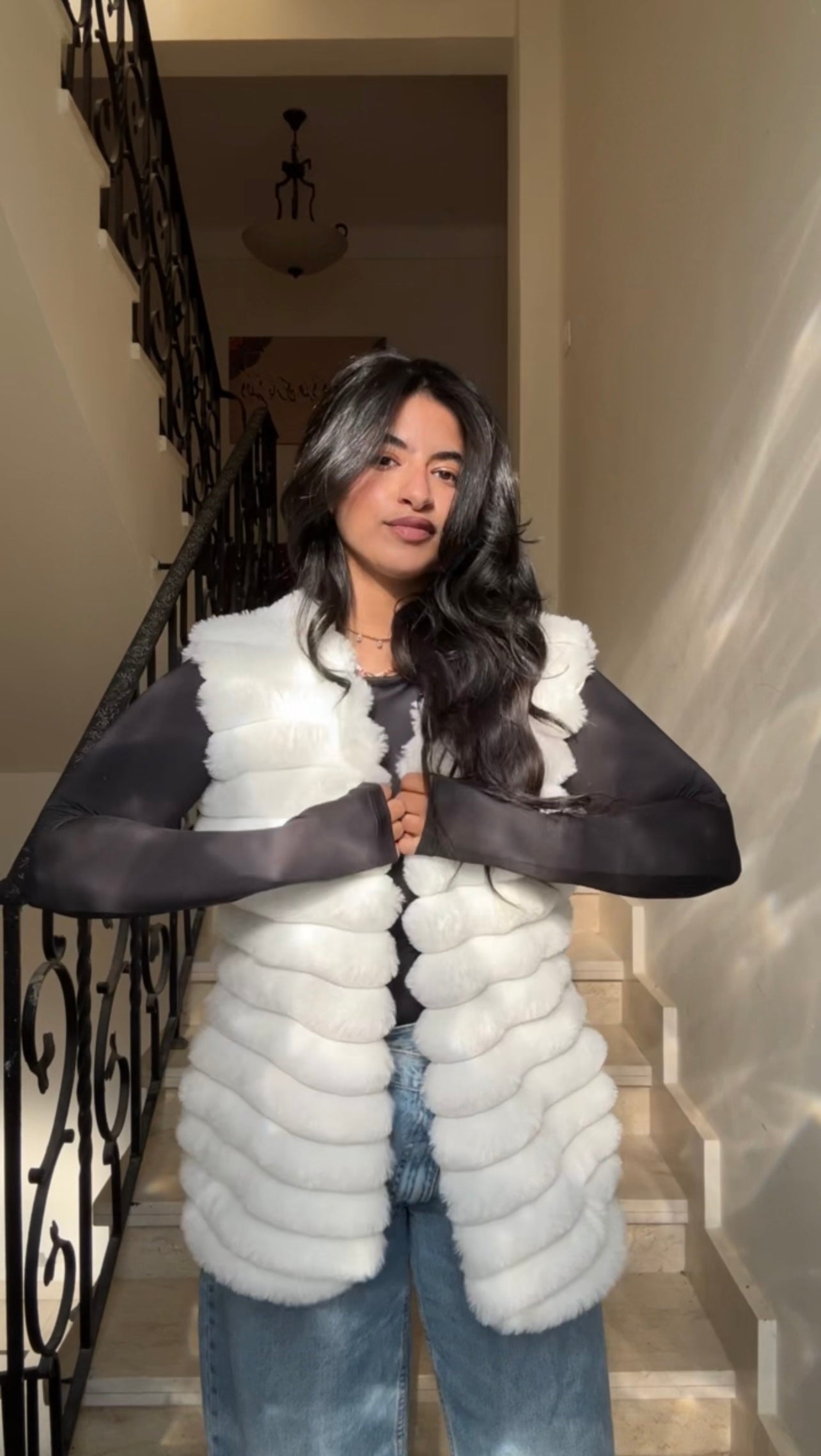 the fur off-white vest