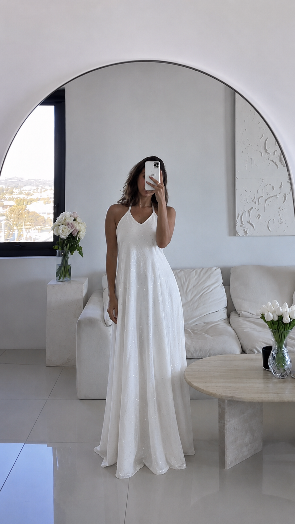 the white bling flowy dress