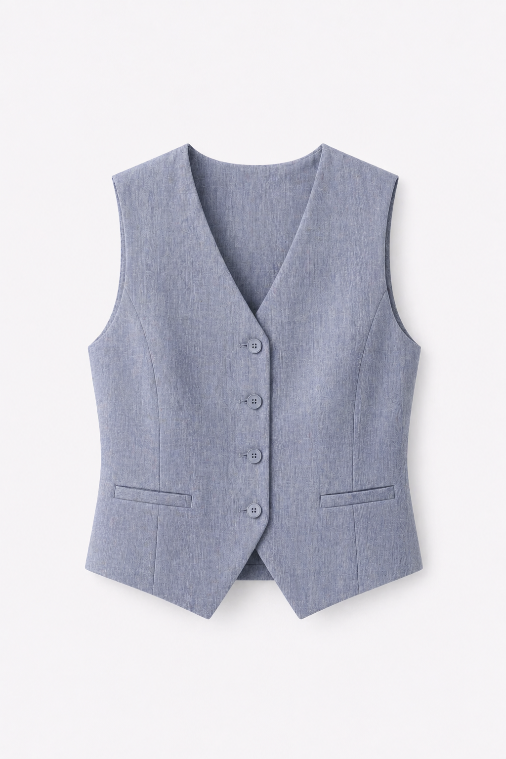 the bluish-grey linen vest