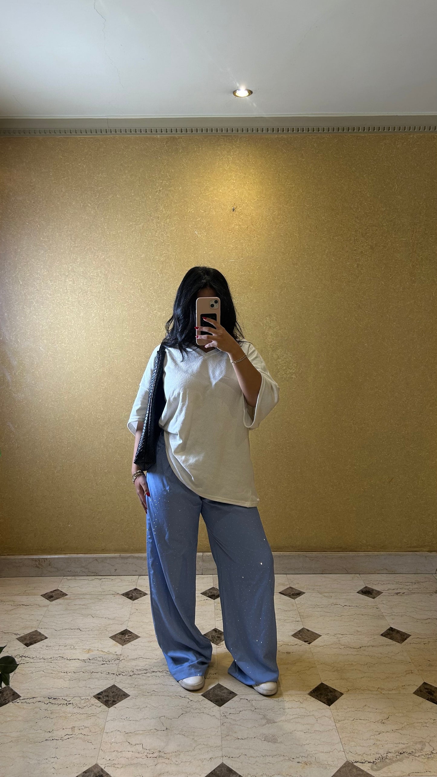 bling baby blue linen pants