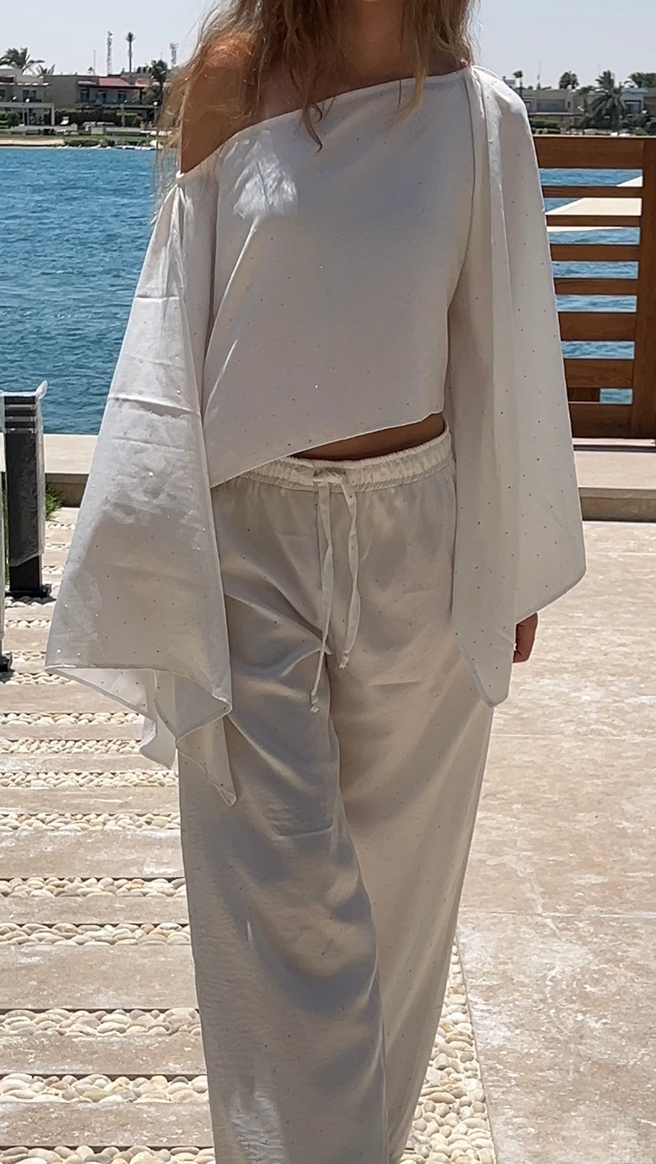 white bling linen set