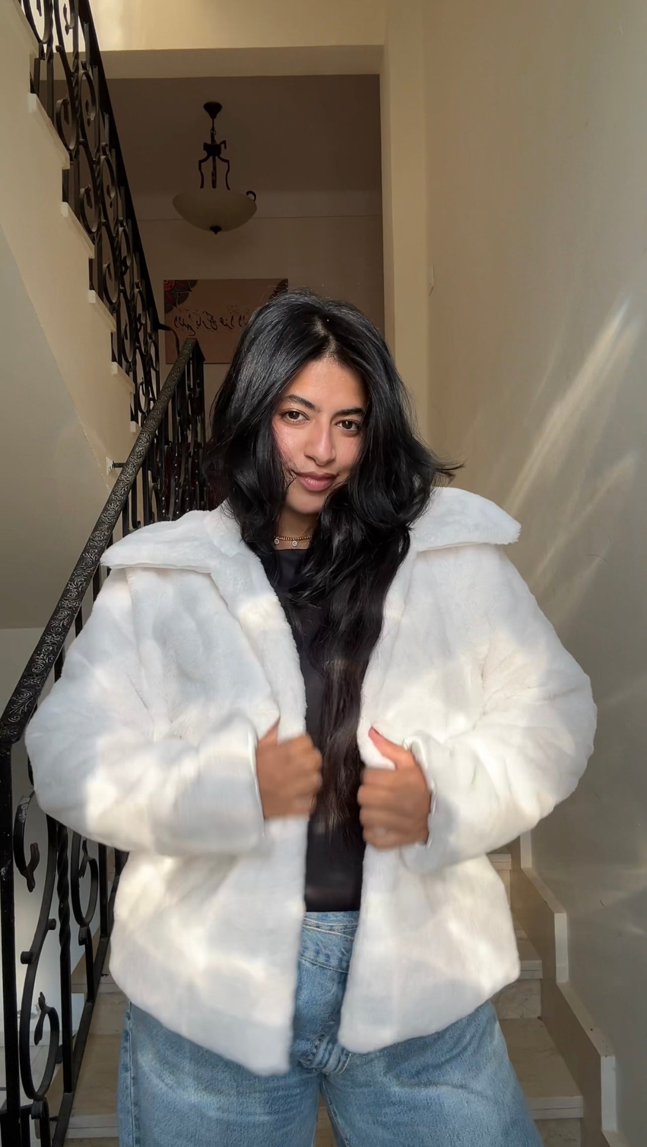 the white fur jacket