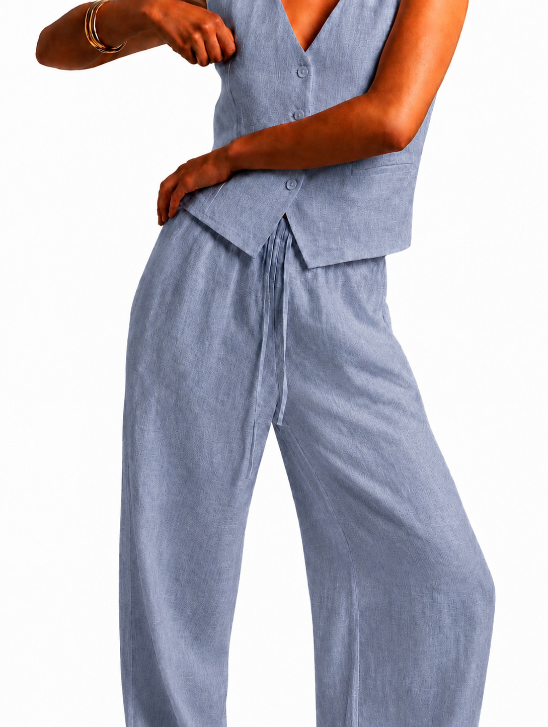 the bluish-grey linen set