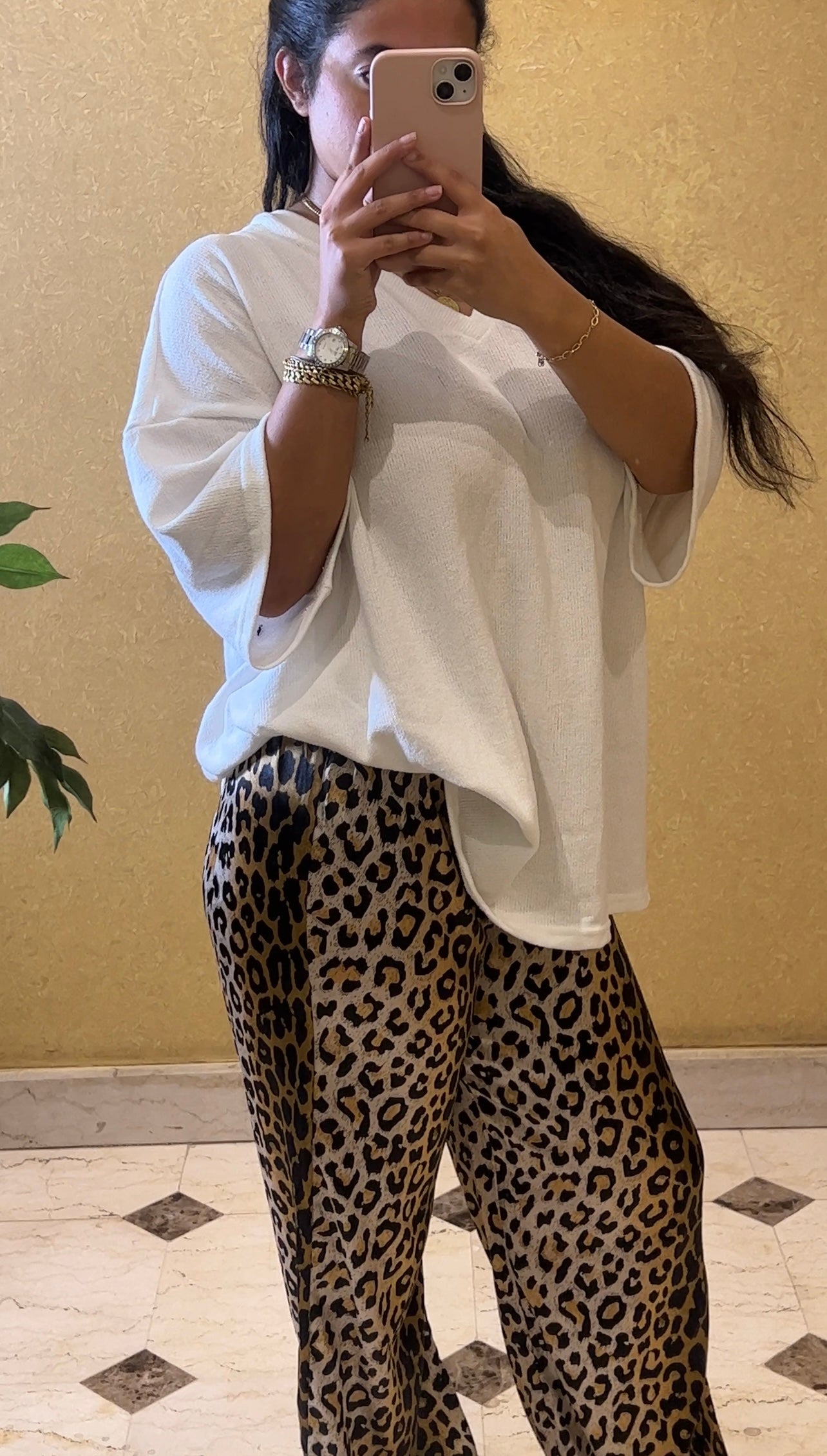 leopard silk pants