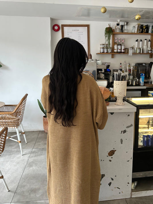 camel cardigan