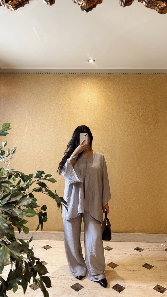 light grey linen set