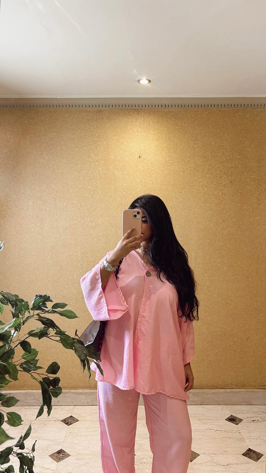 baby pink linen set