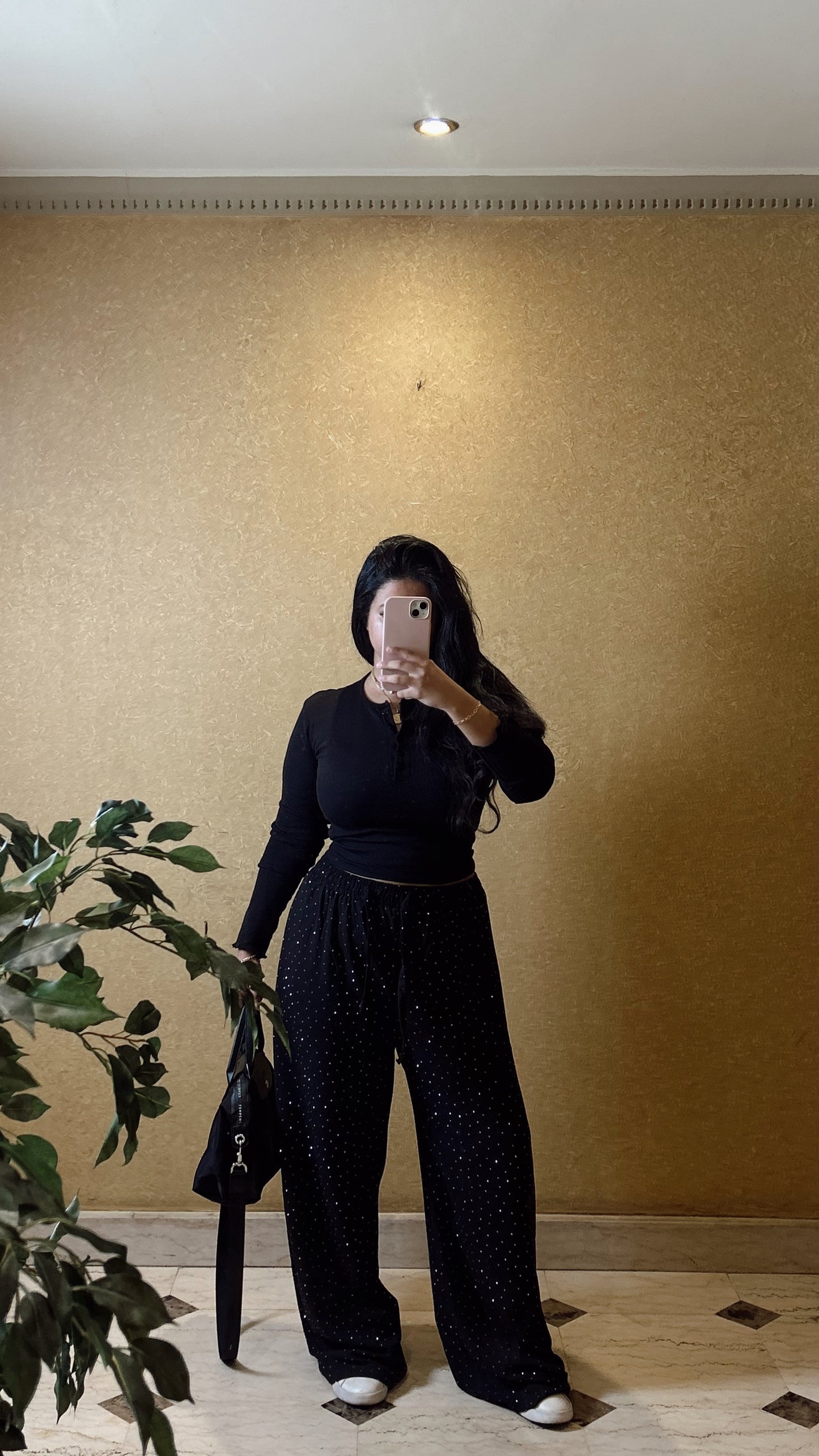 bling black linen pants