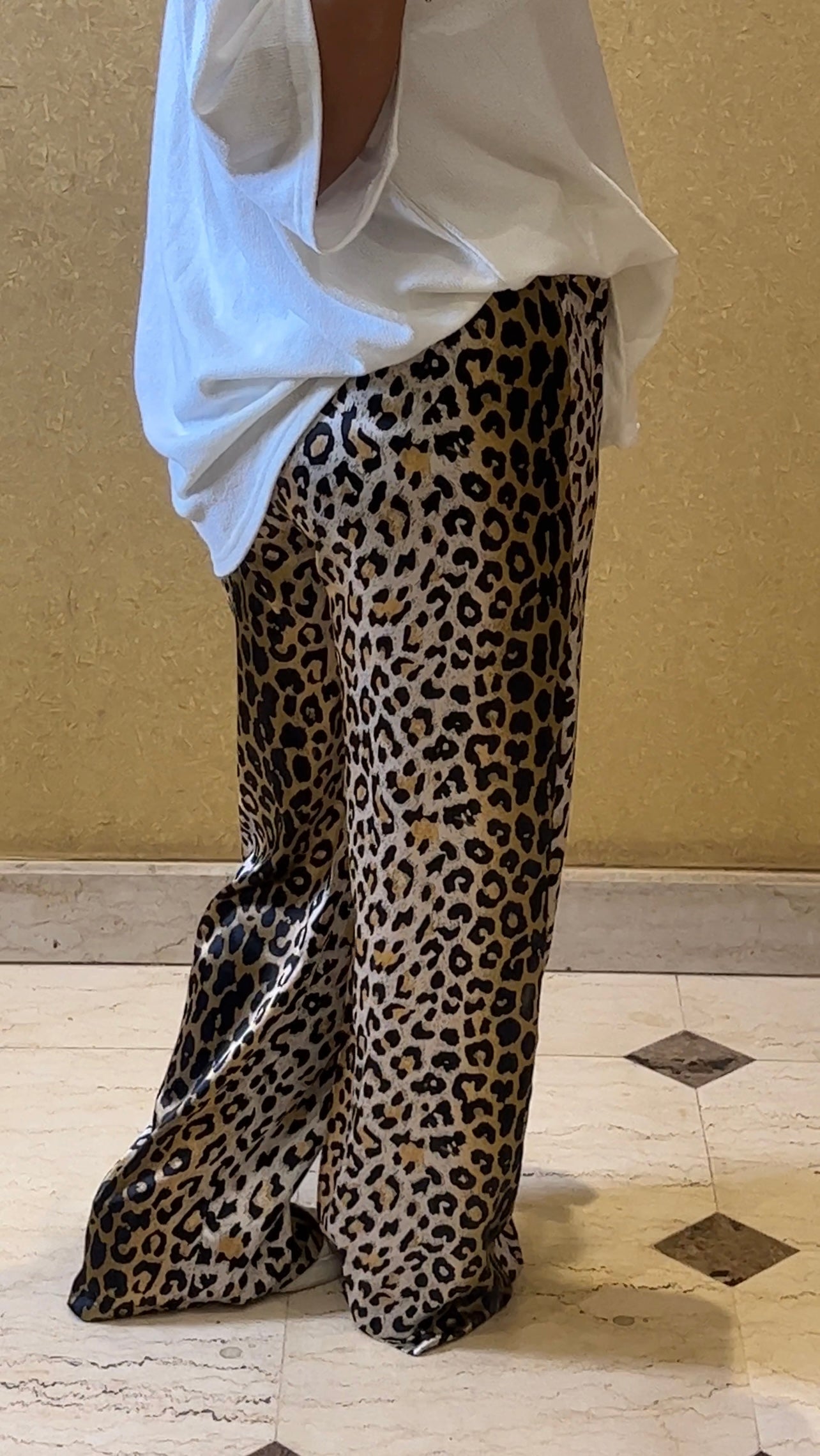 leopard silk pants