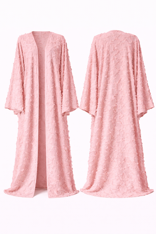 the textured pink abaya