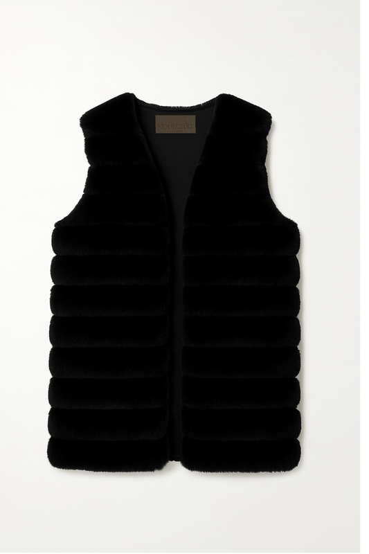 the fur black vest
