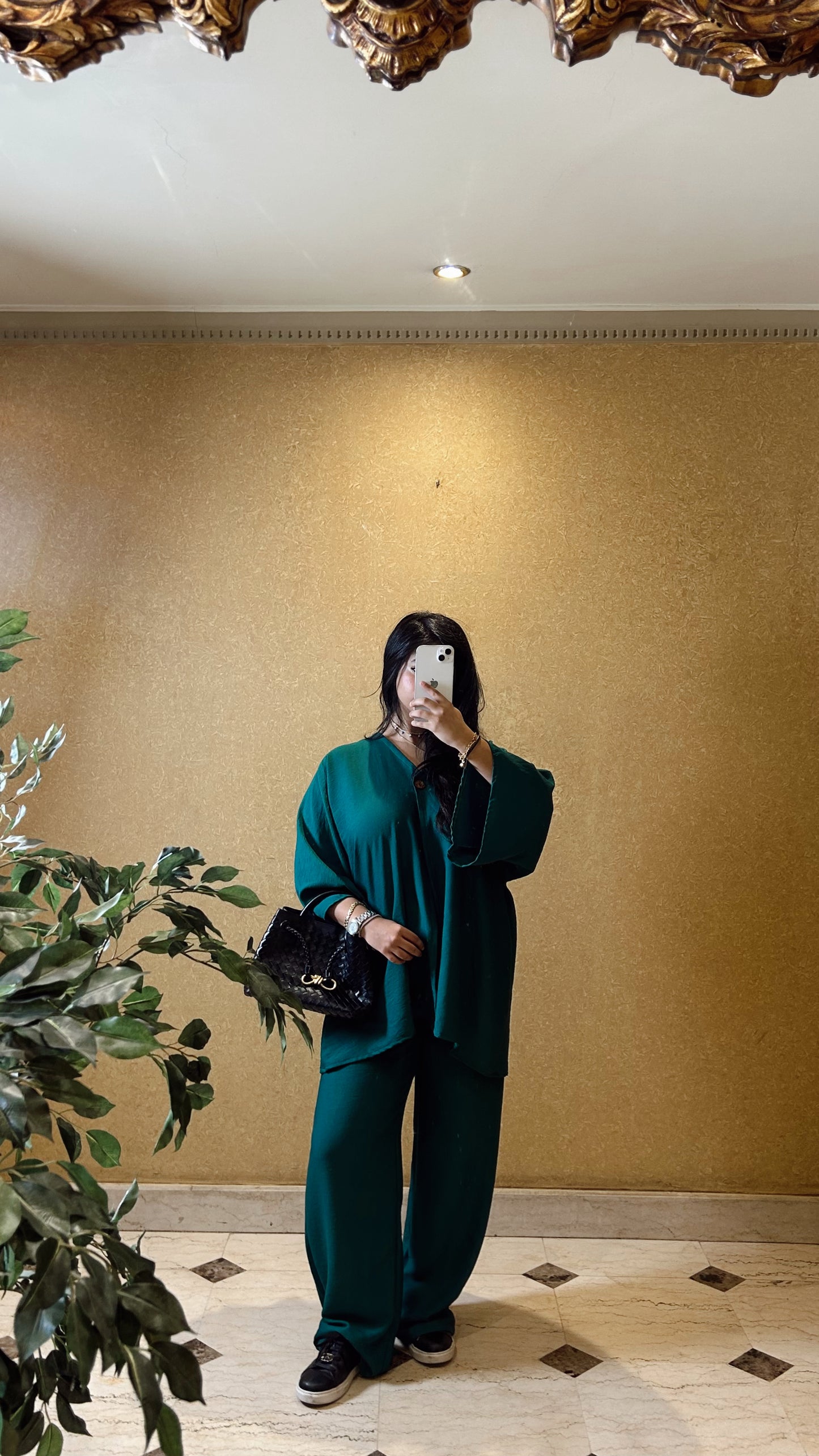 emerald green linen set