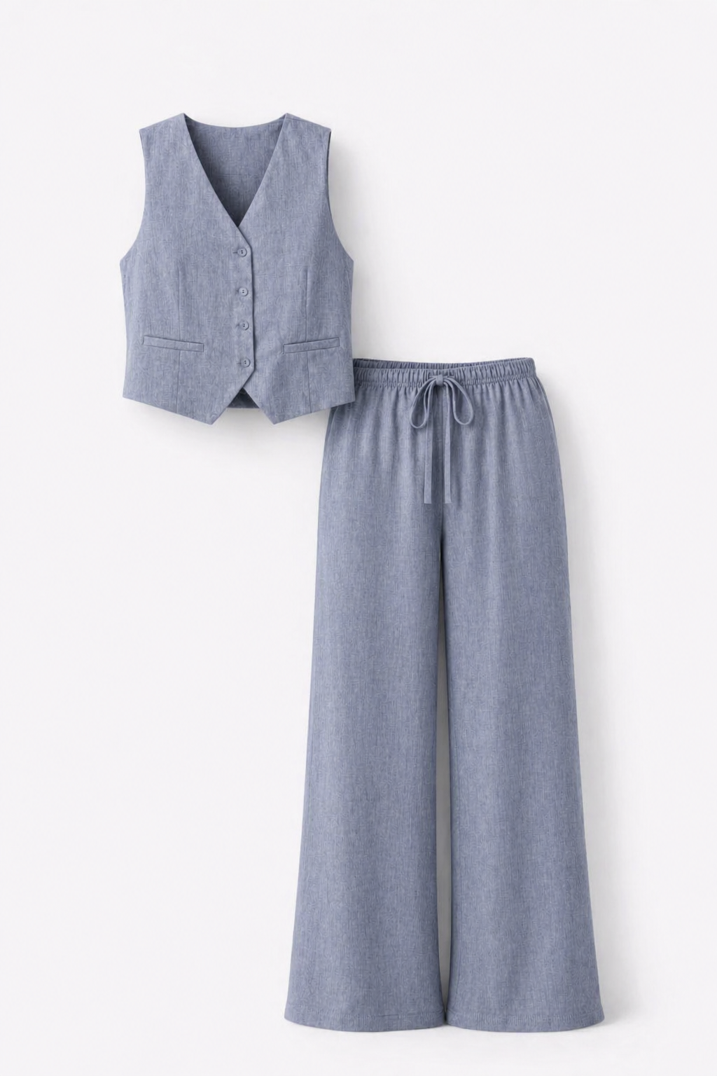 the bluish-grey linen set
