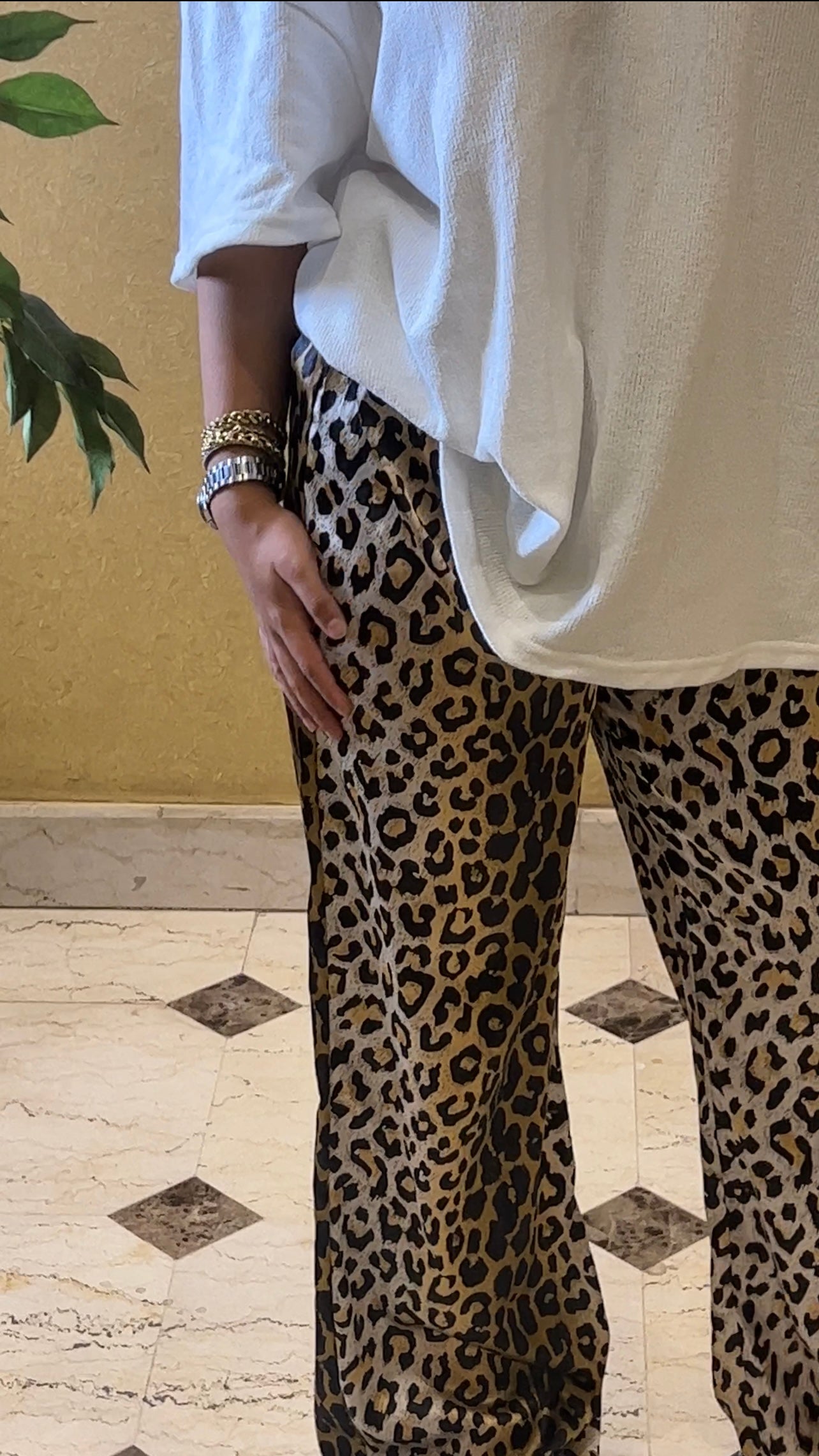 leopard silk pants