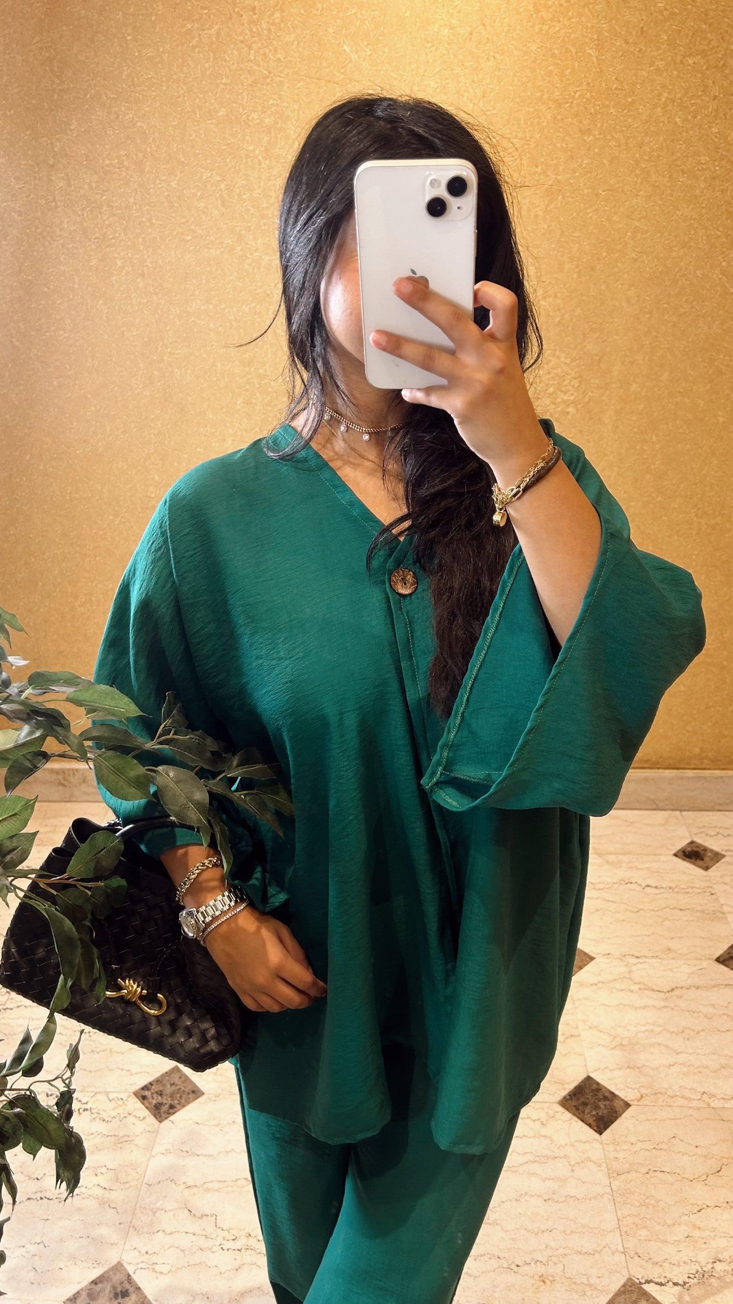 emerald green linen set