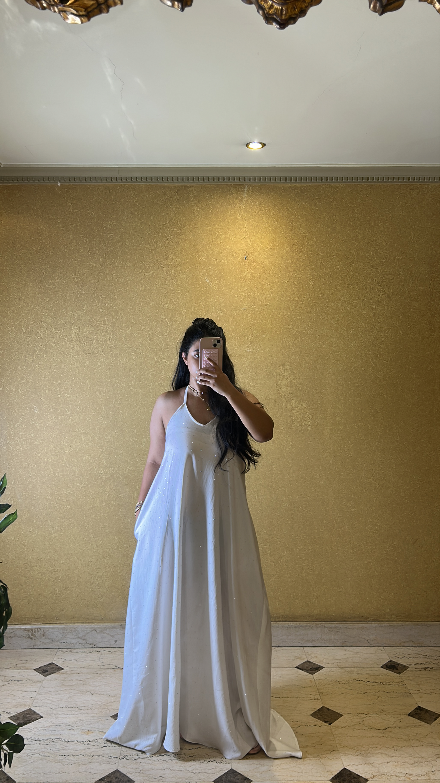 white bling flowy dress