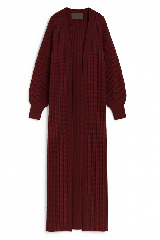 burgundy long cardigan