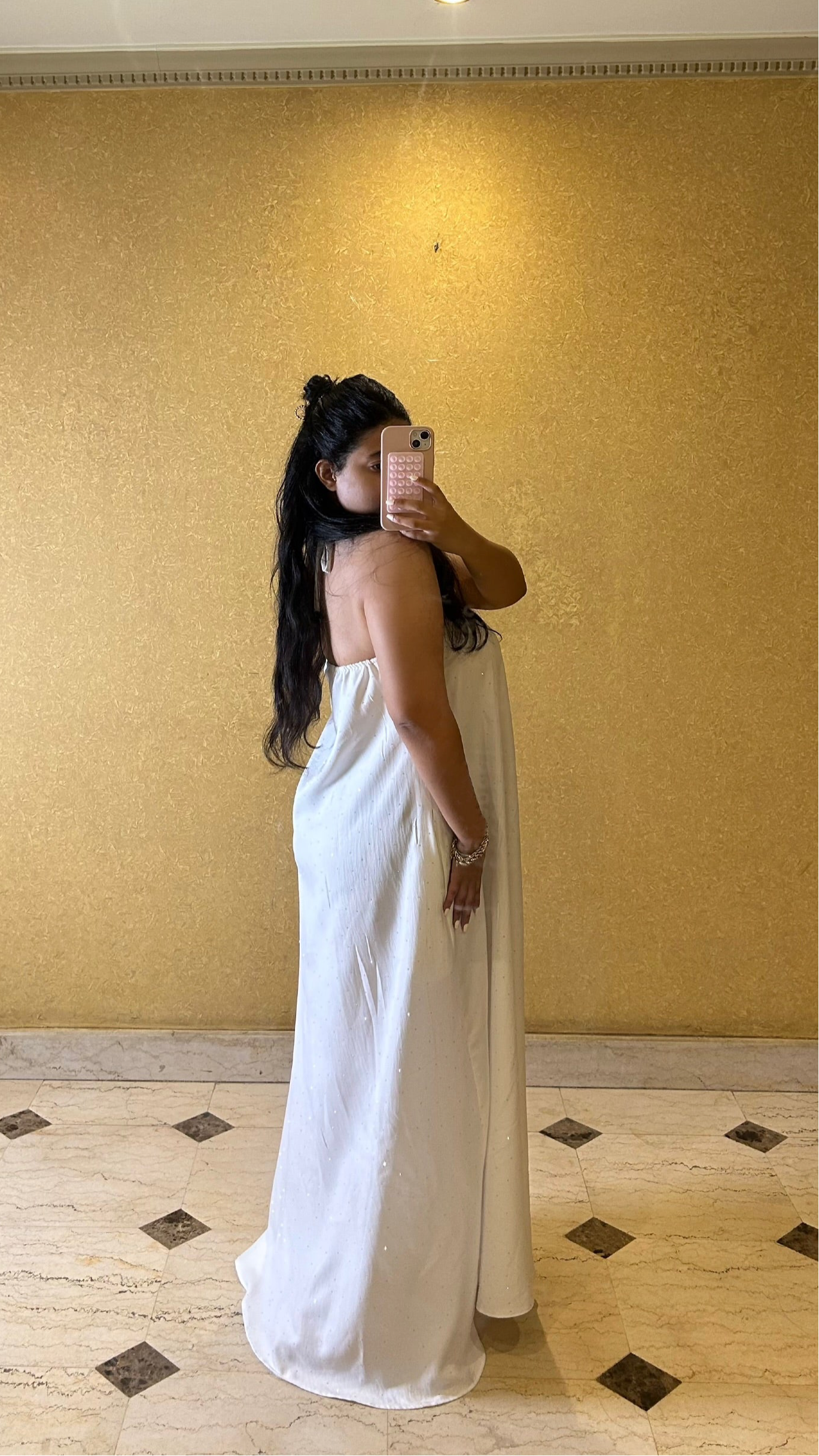 white bling flowy dress