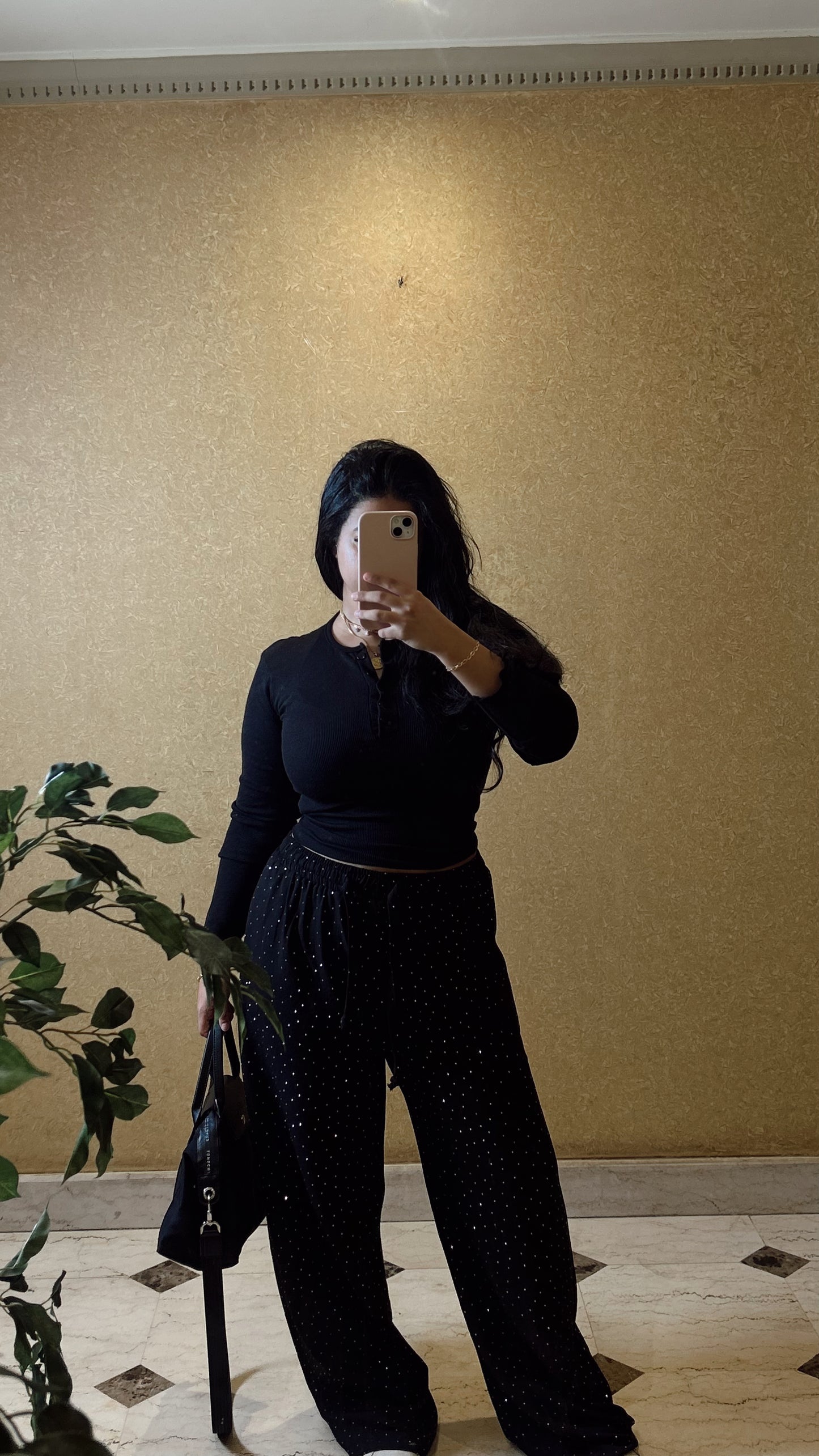 bling black linen pants