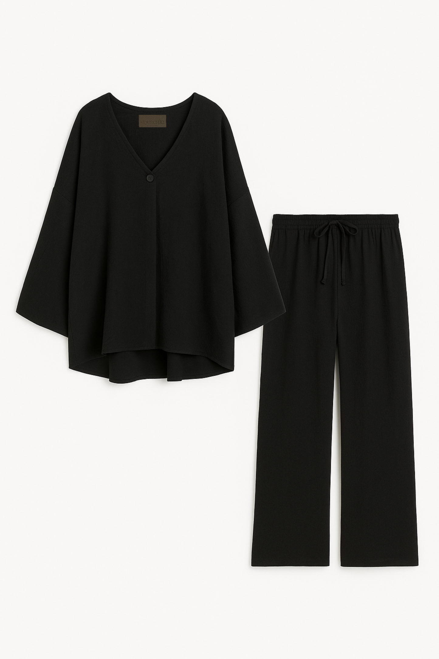 black linen set