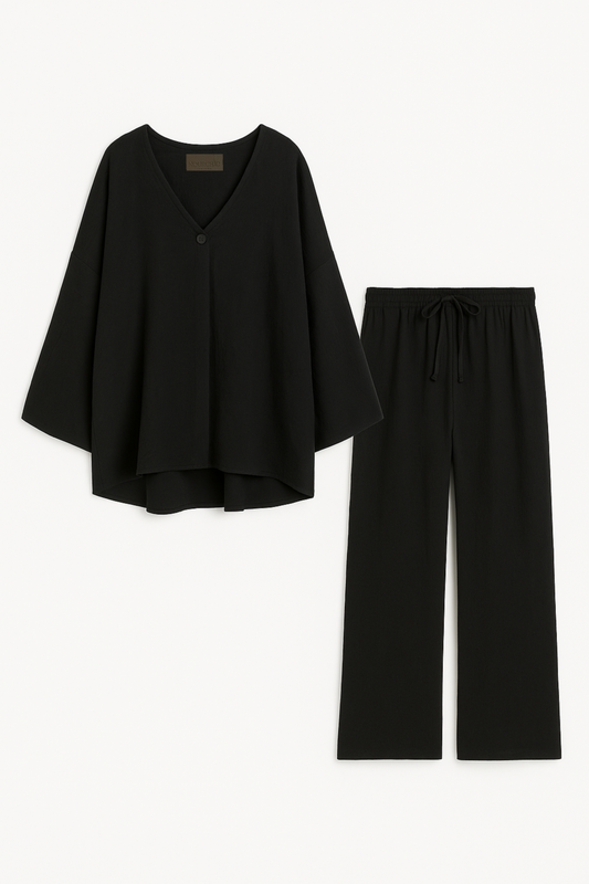 black linen set