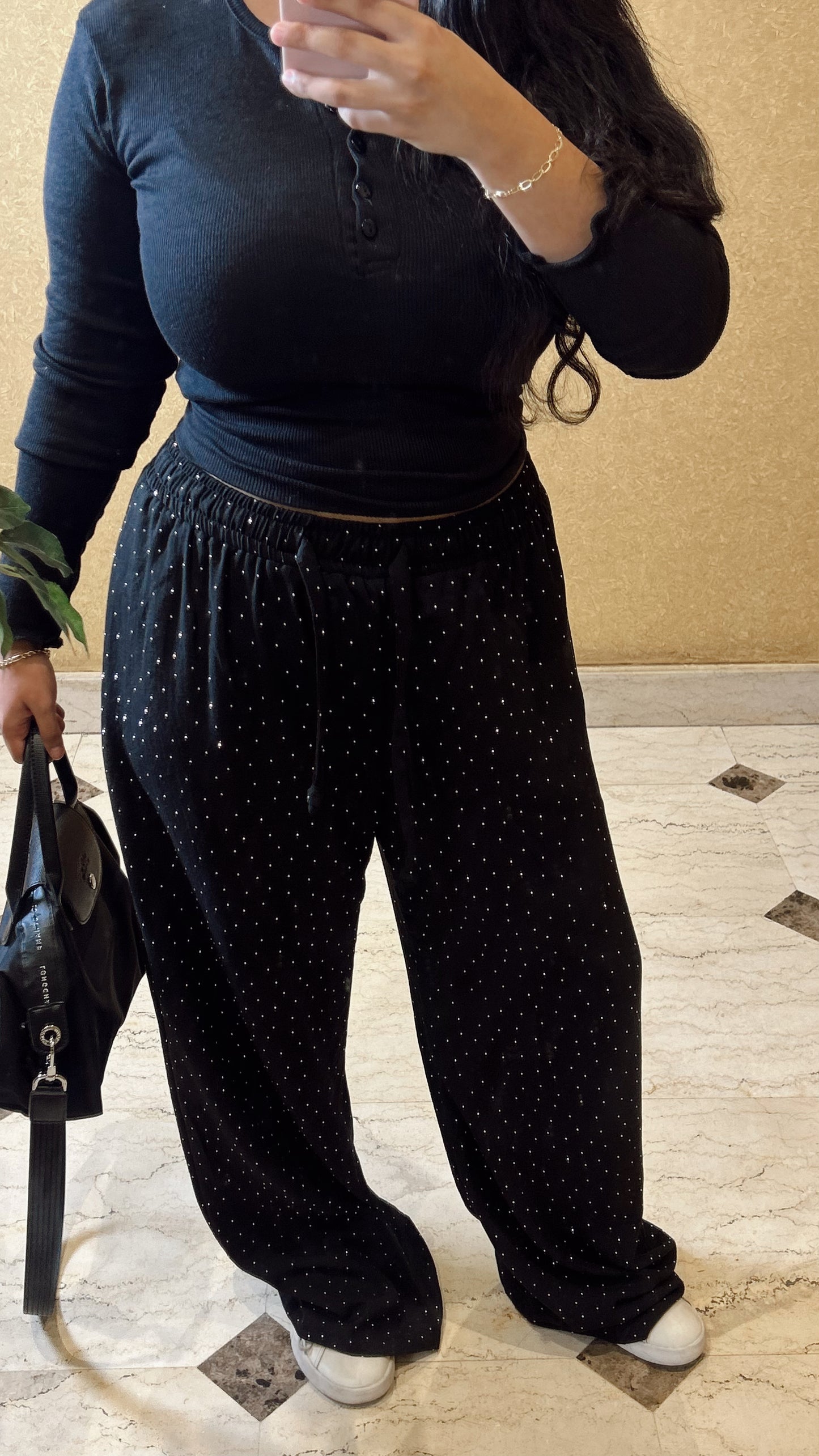 bling black linen pants