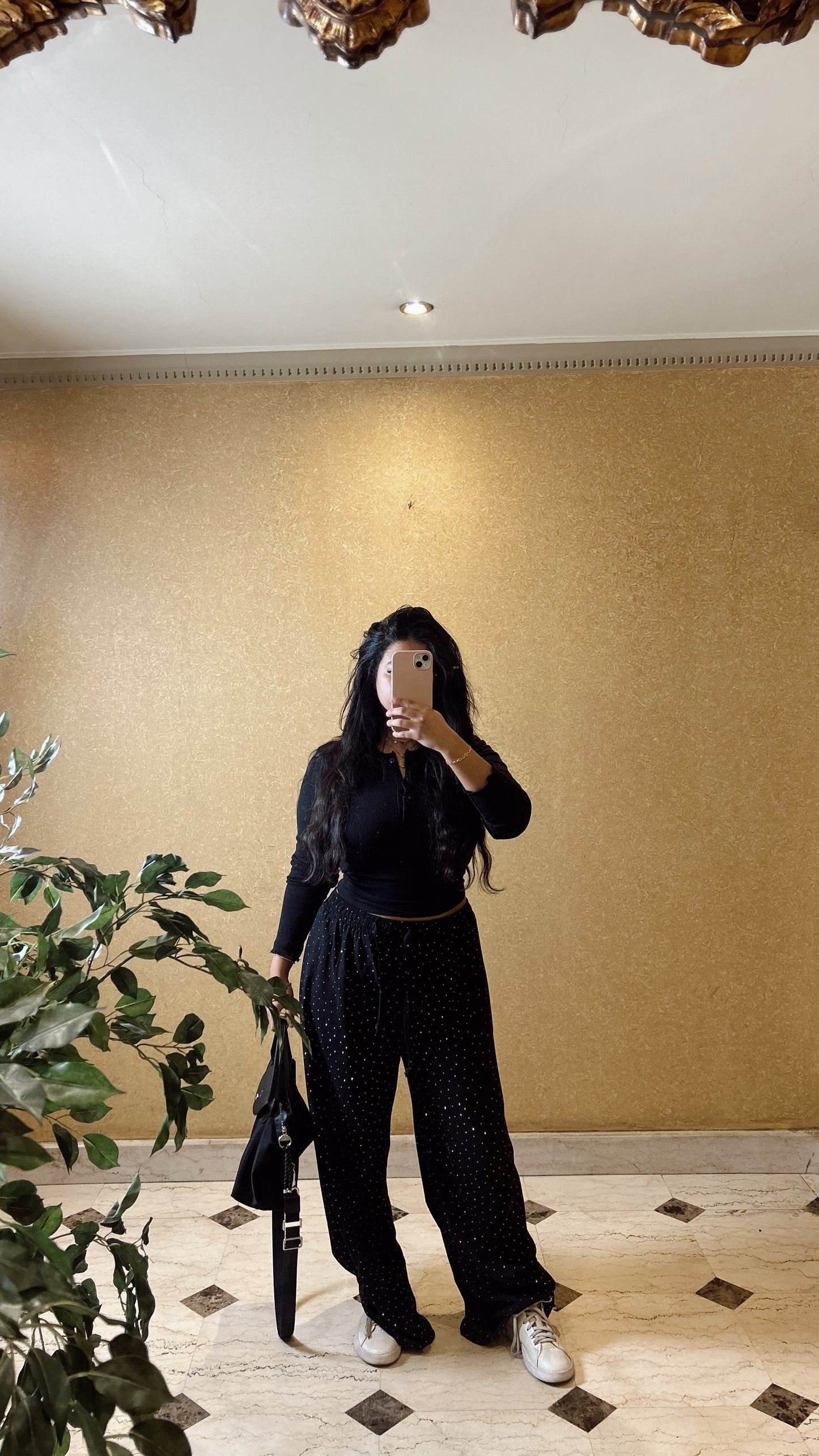 bling black linen pants