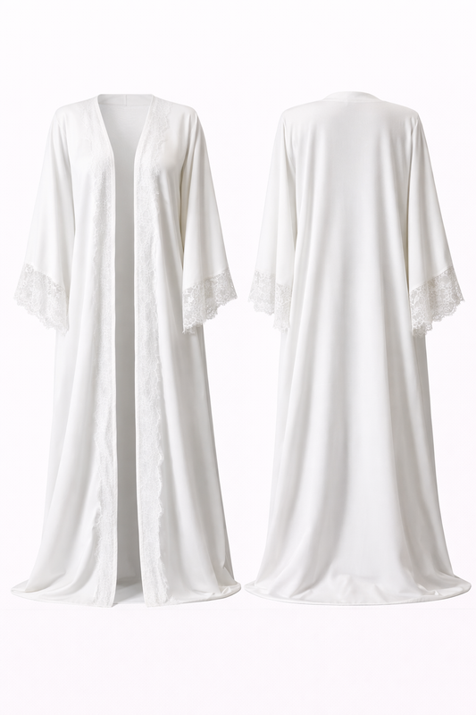 the off-white lace abaya