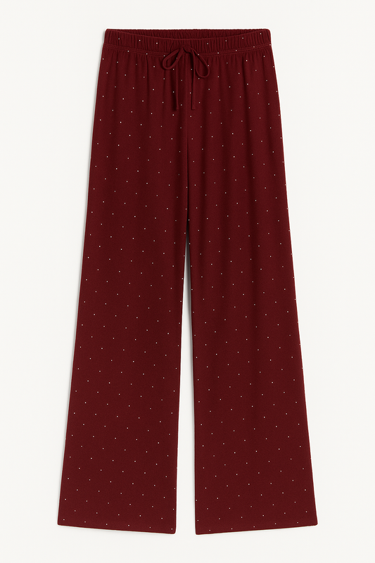 bling burgundy linen pants