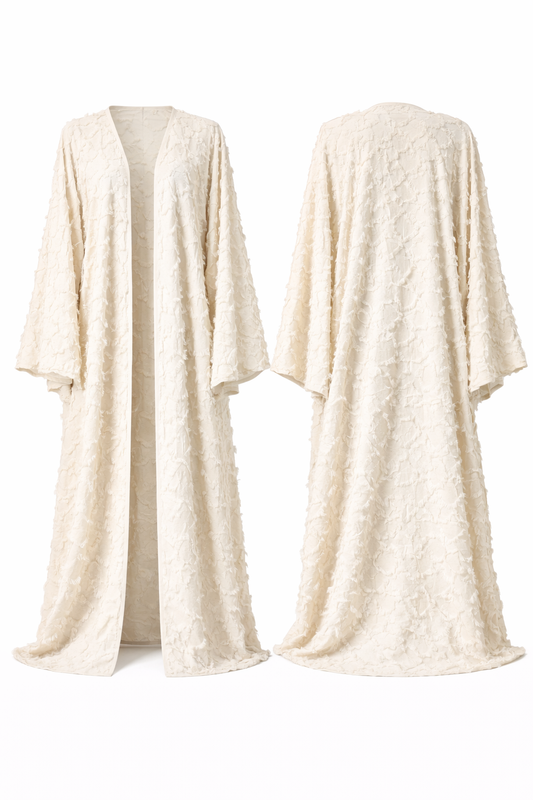 the off-white textured abaya