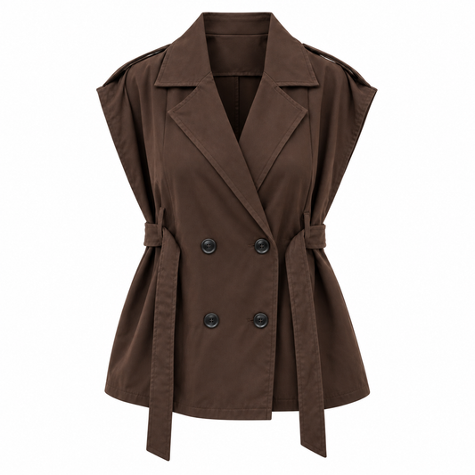 the cafe double-breasted belted vest