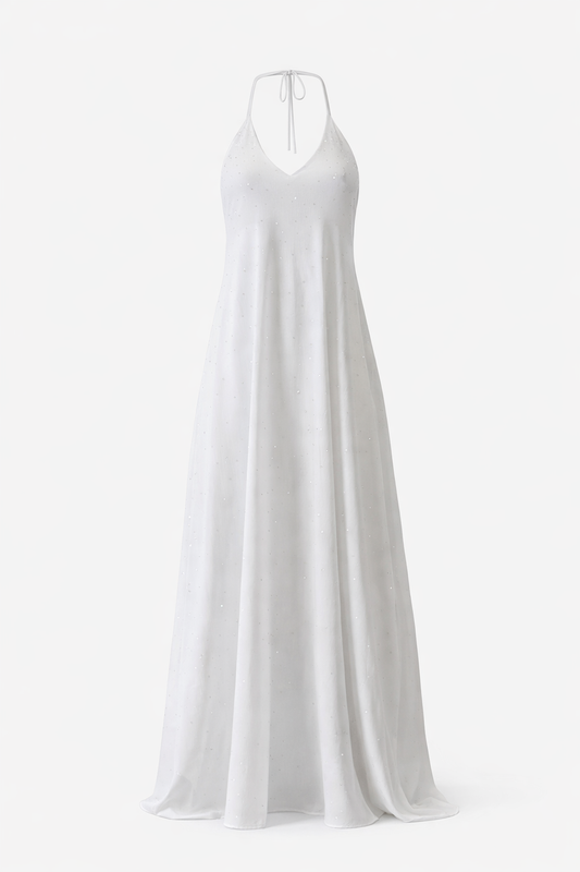 the white bling flowy dress