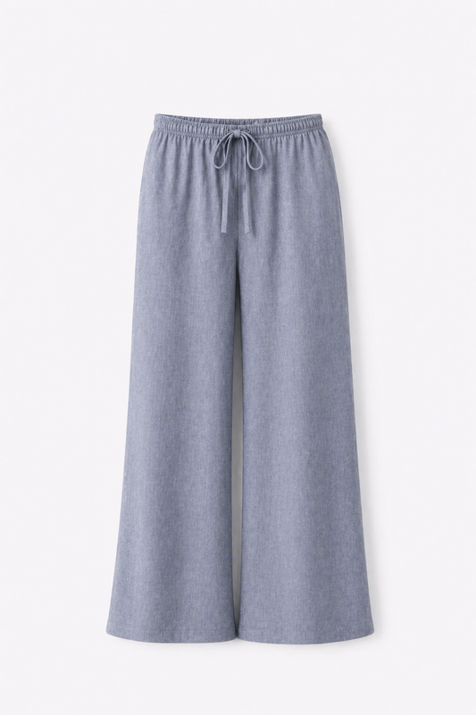 the bluish-grey linen pants